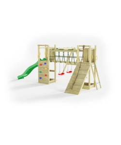 GIOCO PER BAMBINI DA ESTERNO IN LEGNO FUNGOO "MAXI FUNNY EXPOSURE" CON SCIVOLO, TORRETTA, PONTE E ALTALENA, 525X398X210 CM