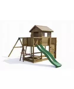 GIOCO PER BAMBINI DA ESTERNO IN LEGNO FUNGOO "MARS" CON CASETTA CON FINESTRA, ALTALENA E SCIVOLO, 558X301X280 CM