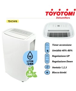 DEUMIDIFICATORE MOBILE "TD C 1416" CON DISPLAY LED, 16 LITRI