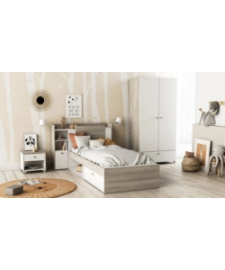 COMODINO 1 CASSETTO "IZZY" QUERCIA E BIANCO OPACO 43,2X36,2X39,7 CM