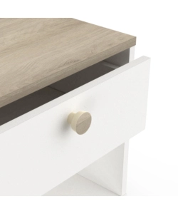 COMODINO 1 CASSETTO "IZZY" QUERCIA E BIANCO OPACO 43,2X36,2X39,7 CM