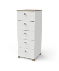 CASSETTIERA "IZZY" 5 CASSETTI BIANCO OPACO E QUERCIA, 39,8X41,9X104,3 CM