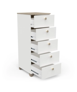CASSETTIERA "IZZY" 5 CASSETTI BIANCO OPACO E QUERCIA, 39,8X41,9X104,3 CM
