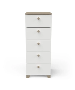CASSETTIERA "IZZY" 5 CASSETTI BIANCO OPACO E QUERCIA, 39,8X41,9X104,3 CM