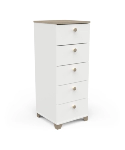CASSETTIERA "IZZY" 5 CASSETTI BIANCO OPACO E QUERCIA, 39,8X41,9X104,3 CM