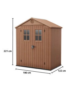 CASETTA DA GIARDINO KETER "DARWIN 6x4" IN EVOTECH+ COLORE MARRONE CON PORTA BATTENTE DOPPIA 190X122X221 CM