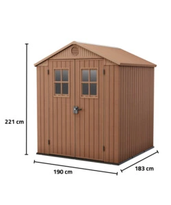 CASETTA DA GIARDINO KETER "DARWIN 6x6" IN EVOTECH+ COLORE MARRONE CON PORTA BATTENTE DOPPIA 190X183X221 CM