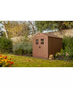CASETTA DA GIARDINO KETER "DARWIN 6x8" IN EVOTECH+ COLORE MARRONE CON PORTA BATTENTE DOPPIA 190X244X221 CM