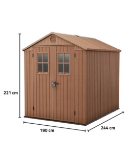 CASETTA DA GIARDINO KETER "DARWIN 6x8" IN EVOTECH+ COLORE MARRONE CON PORTA BATTENTE DOPPIA 190X244X221 CM