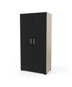 ARMADIO 2 ANTE "IZZY" COLORE QUERCIA E NERO OPACO, 90,3X51,7X185,7 CM