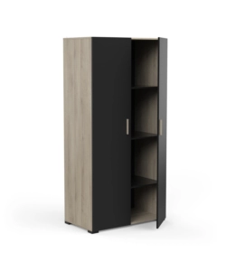 ARMADIO 2 ANTE "IZZY" COLORE QUERCIA E NERO OPACO, 90,3X51,7X185,7 CM
