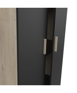 ARMADIO 2 ANTE "IZZY" COLORE QUERCIA E NERO OPACO, 90,3X51,7X185,7 CM