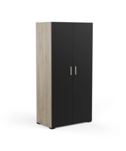 ARMADIO 2 ANTE "IZZY" COLORE QUERCIA E NERO OPACO, 90,3X51,7X185,7 CM