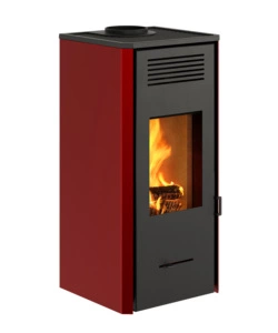 STUFA A LEGNA VENTILATA INVICTA "SENALES" ROSSO 8,4 KW