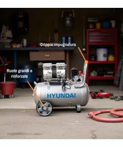 COMPRESSORE ARIA SILENZIATO HYUNDAI 50L 1,5HP - COD. 65703