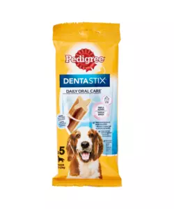 SNACK IGIENE ORALE PER CANI DI TAGLIA MEDIA PEDIGREE "DENTASTIX", 5 PEZZI