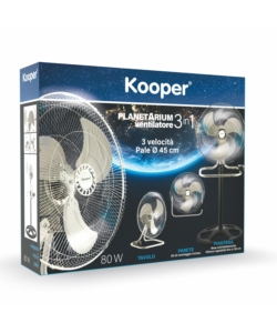 VENTILATORE DA APPOGGIO O DA PARETE 3 IN 1 CON PALE DIAMETRO 45 CM, 80 W