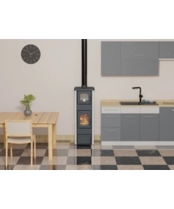 STUFA A LEGNA CON FORNO VULCANIA "TINA" BIANCO 6,1 KW