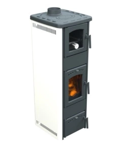 STUFA A LEGNA CON FORNO VULCANIA "TINA" BIANCO 6,1 KW