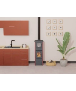 STUFA A LEGNA CON FORNO VULCANIA "TINA" ROSSO 6,1 KW