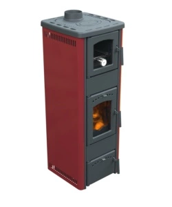 STUFA A LEGNA CON FORNO VULCANIA "TINA" ROSSO 6,1 KW