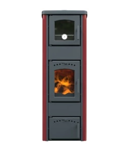 STUFA A LEGNA CON FORNO VULCANIA "TINA" ROSSO 6,1 KW