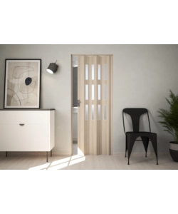 PORTA A SOFFIETTO DA INTERNO "LUCIANA" CEDRO CON VETRO 88,5X214 CM