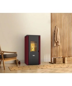 STUFA A PELLET ERMETICA CANADIAN STOVE "DESIGN EVO" BORDEAUX 7 KW