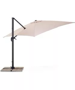 OMBRELLONE DA GIARDINO RETRATTILE "VERSO" CON STRUTTURA IN ALLUMINIO ANTRACITE E TELO ECRU - 3X4X2 METRI