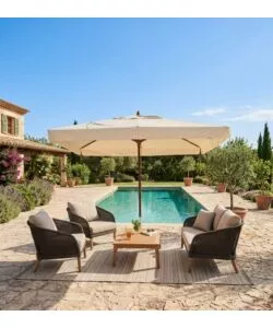 OMBRELLONE DA GIARDINO "OASIS" CON STRUTTURA IN LEGNO E TELO ECRU - 2X3X2 METRI