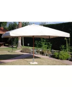 OMBRELLONE DA GIARDINO "OASIS" CON STRUTTURA IN LEGNO E TELO ECRU - 3X3X2 METRI