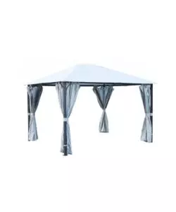 GAZEBO DA ESTERNO "FUENTI" IMPERMEABILE E TENDE LATERALI COLOR GRIGIO, 3X3,60XH2,63 M