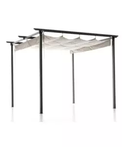 GAZEBO PERGOLA DA ESTERNO RETRATTILE "MYKONOS", COLORE ANTRACITE - 2,90X2,90X2,30 MT