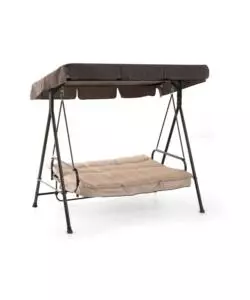 DONDOLO DA GIARDINO 3 POSTI "GRAN MADAGASCAR" CON FUNZIONE LETTO, COLORE MARRONE - 182x120x160 CM