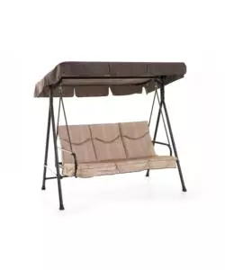 DONDOLO DA GIARDINO 3 POSTI "GRAN MADAGASCAR" CON FUNZIONE LETTO, COLORE MARRONE - 182x120x160 CM