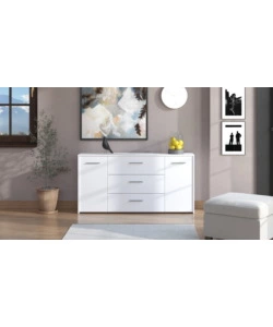 MOBILE "GIRONA" 2 ANTE E 3 CASSETTI BIANCO OPACO, 158X33X80,5 CM