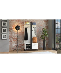 MOBILE DA INGRESSO "CORDOVA" BIANCO E NERO, 90X33X191 CM