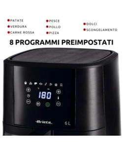 FRIGGITRICE AD ARIA CALDA "AIRY FRYER" NERA, 6 LT - ARIETE