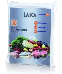 SACCHI PER SOTTOVUOTO LAICA CONFEZIONE DA 50 PEZZI, 20X28 CM