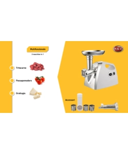 PASSAPOMODORO ELETTRICO 3 IN 1 R.G.V "NEW DUETTO PLUS" CON DOPPIO SENSO DI ROTAZIONE, 550 W