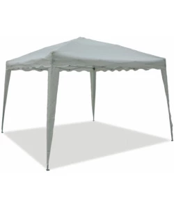 GAZEBO DA ESTERNO PIEGHEVOLE E IMPERMEABILE IN ALLUMINIO COLOR BIANCO, 3X3X2,60 METRI