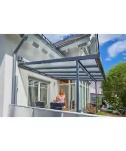 PERGOLA DA ESTERNO IN ALLUMINIO COLORE ANTRACITE CON COPERTURA IN POLICARBONATO, 3X3 METRI