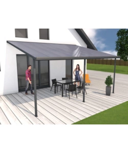 PERGOLA DA ESTERNO "PATIO" IN ALLUMINIO ANTRACITE E POLICARBONATO OPALE, 5X4 METRI