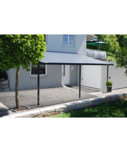 PERGOLA DA ESTERNO "PATIO" IN ALLUMINIO ANTRACITE E POLICARBONATO OPALE, 5X4 METRI