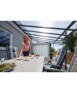 PERGOLA DA ESTERNO "PATIO" IN ALLUMINIO ANTRACITE E POLICARBONATO OPALE, 5X4 METRI