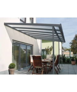 PERGOLA DA ESTERNO "PATIO" IN ALLUMINIO ANTRACITE E POLICARBONATO OPALE, 5X4 METRI