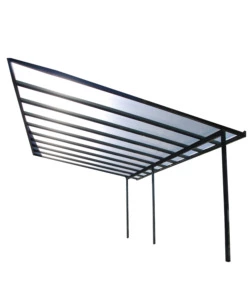 PERGOLA DA ESTERNO "PATIO" IN ALLUMINIO ANTRACITE E POLICARBONATO OPALE, 5X4 METRI