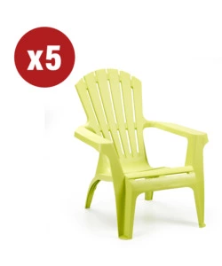 PROMO 5 PEZZI POLTRONA DA ESTERNO "DOLOMITI" COLORE VERDE LIME, 75X86X86 CM