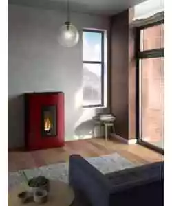 STUFA A PELLET SLIM ERMETICA FREEPOINT "ATRIUM" BORDEAUX 5,2 KW