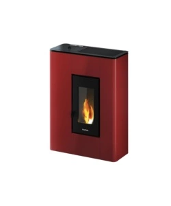 STUFA A PELLET SLIM ERMETICA FREEPOINT "ATRIUM" BORDEAUX 5,2 KW